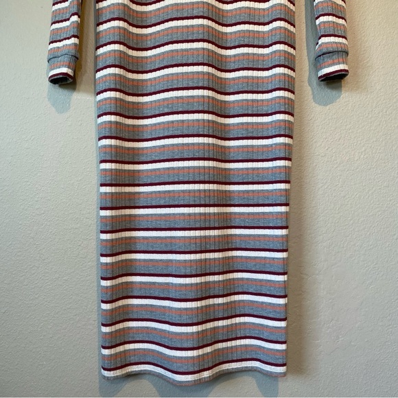 Loft Stripe Ribbed Button Down Long Sleeve Duster Cardigan Dress Size XXS - Picture 9 of 16